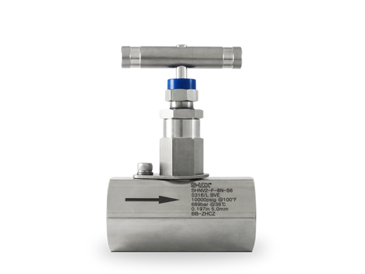Válvula de Aguja 1/2" Hembra NPT Roscada (10,000 PSI)