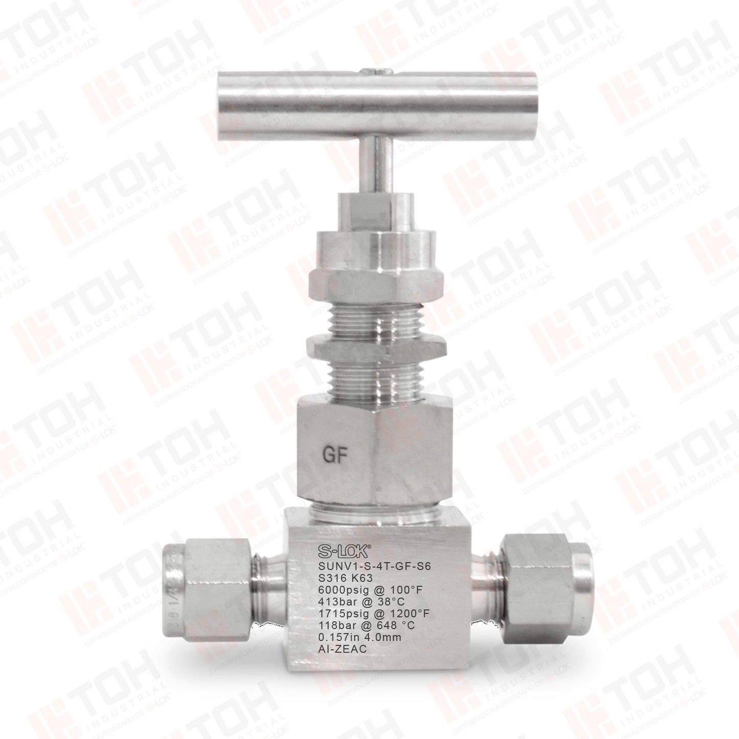Válvula de Aguja 1/4" OD Bonete Unión