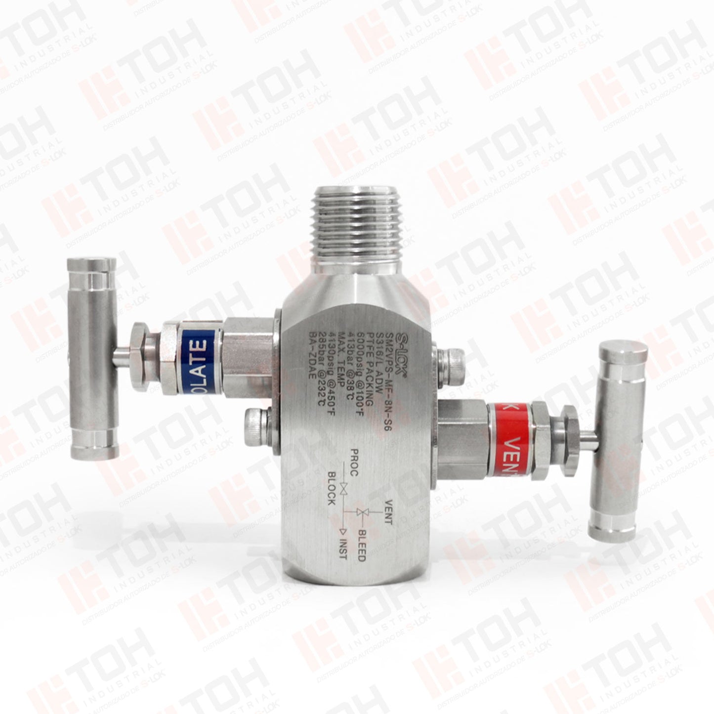 Manifold 2 vias de 1/2" Macho-Hembra roscada NPT