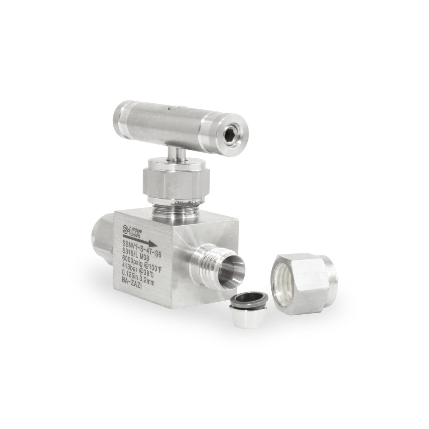 Válvula de Aguja A Inox S316 1/4" OD (6,000 PSI)