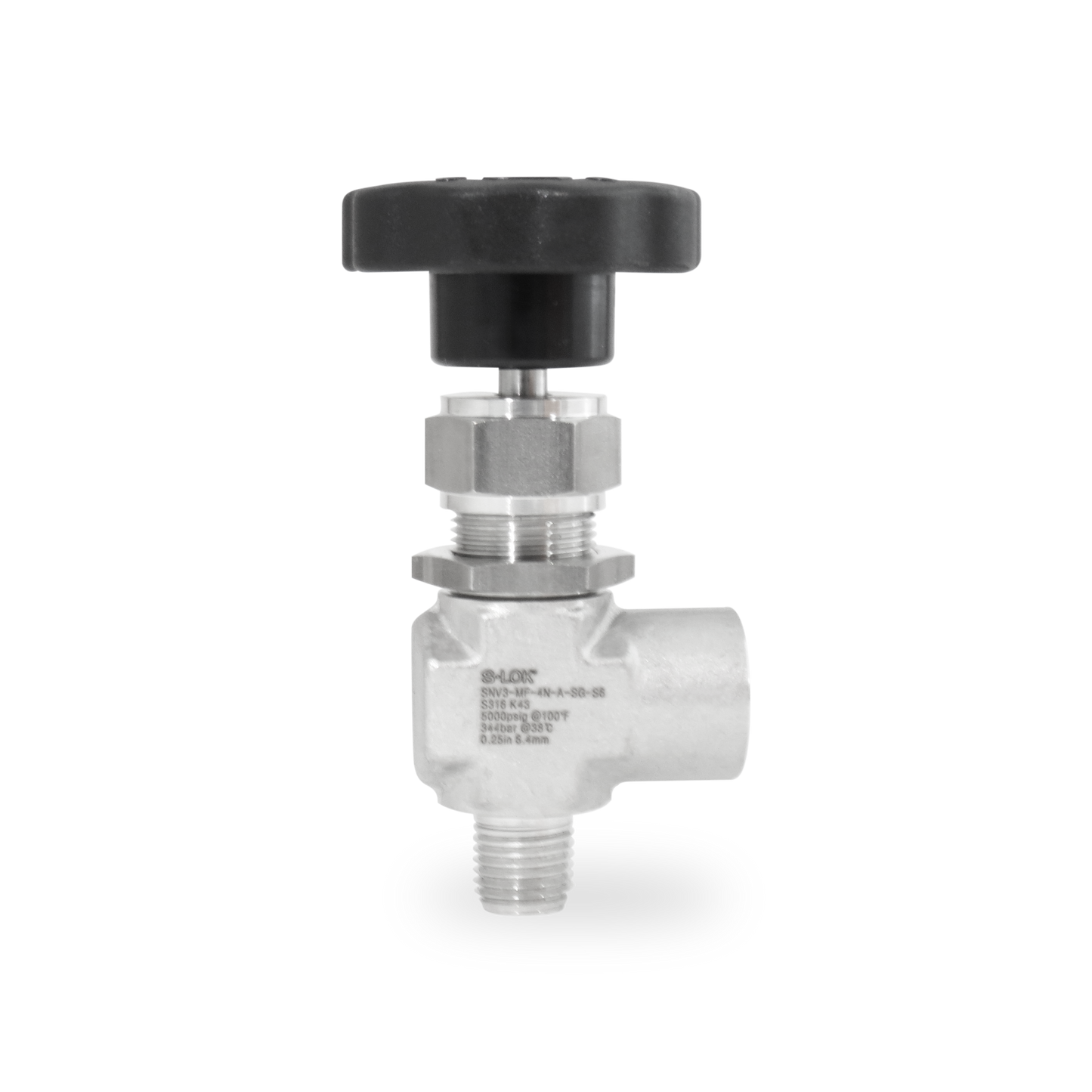 Válvula de Aguja Angular Forjada A. Inox S316 1/4" Hembra-Macho