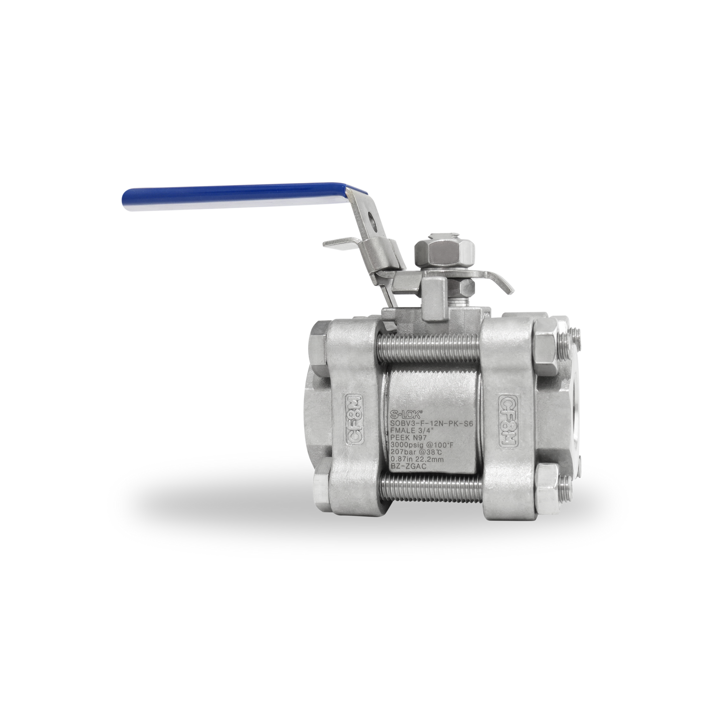 Válvula de bola 3/4" NPT Roscada Hembra, cuerpo 3 piezas