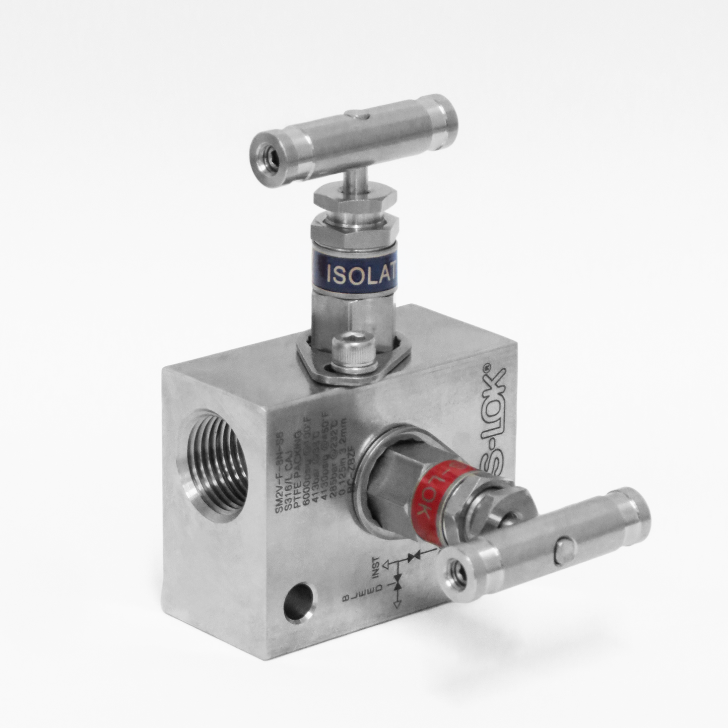 Manifold 2 vias de 1/2" NPT Hembra roscada, Purga 1/2" NPT
