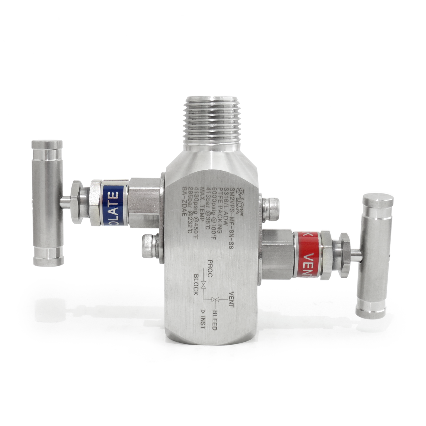 Manifold 2 vias de 1/2" Macho-Hembra roscada NPT