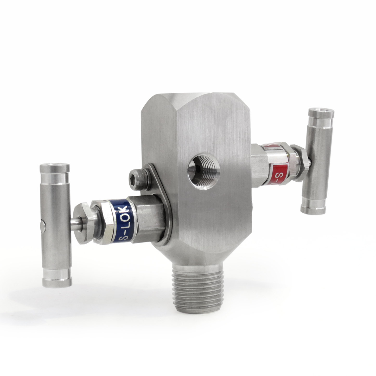 Manifold 2 vias de 1/2" Macho-Hembra roscada NPT