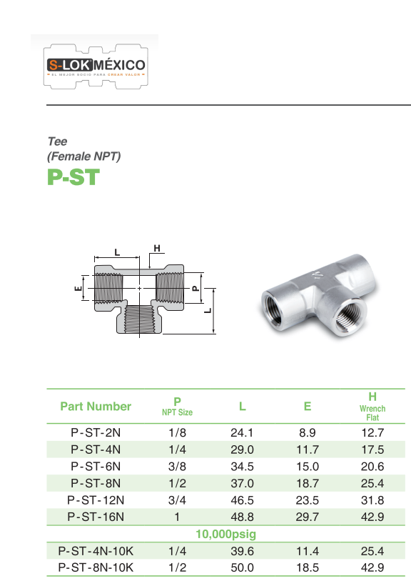 Tee Roscada Hembra 1/2 NPT
