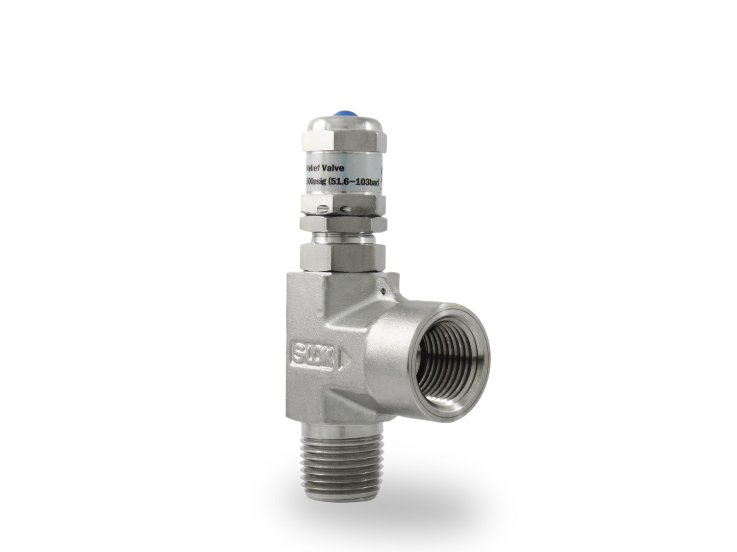 Válvula de Relevo (Alivio) en A Inox S316 1/2" Macho-Hembra NPT Roscada