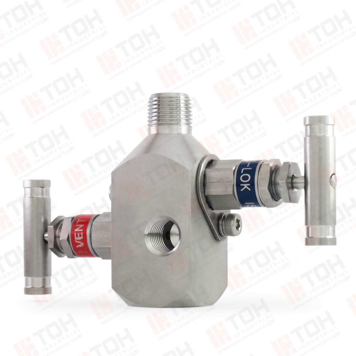 Manifold 2 vias de 3/8" Macho-Hembra roscada NPT