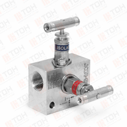 Manifold 2 vias de 1/2" NPT Hembra roscada, Purga 1/2" NPT