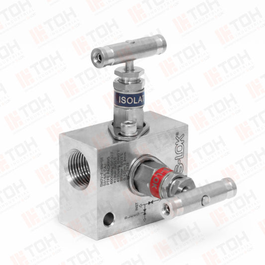 Manifold 2 vias de 1/2" NPT Hembra roscada, Purga 1/2" NPT