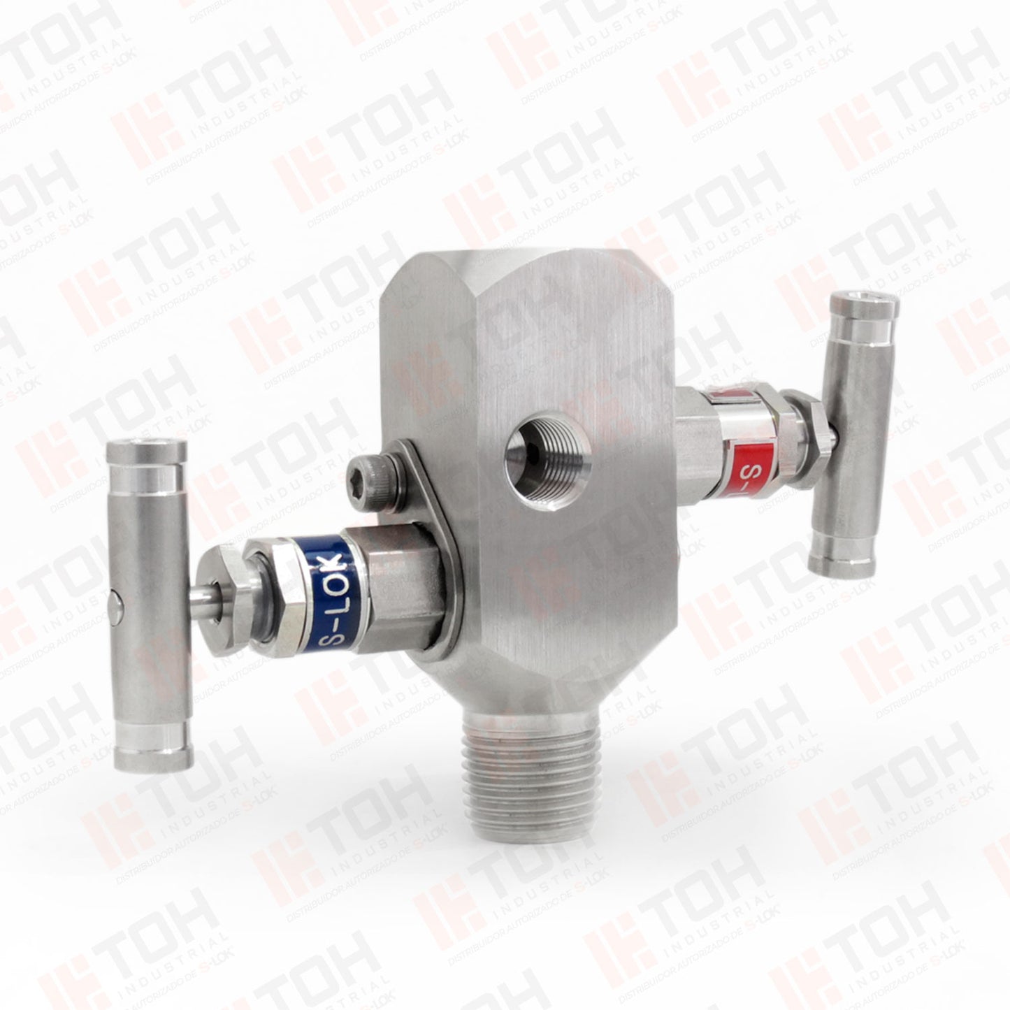 Manifold 2 vias de 1/2" Macho-Hembra roscada NPT