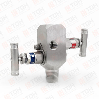 Manifold 2 vias de 1/2" Macho-Hembra roscada NPT