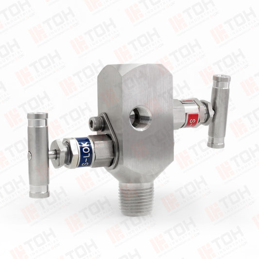 Manifold 2 vias de 1/2" Macho-Hembra roscada NPT