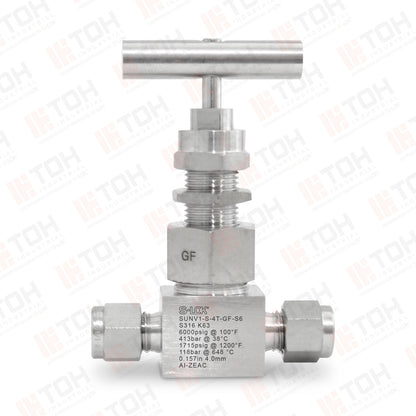 Válvula de Aguja 1/4" OD Bonete Unión