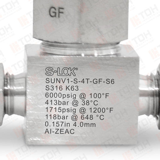 Válvula de Aguja 1/4" OD Bonete Unión