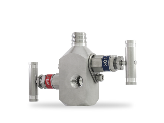 Manifold 2 vias de 3/8" Macho-Hembra roscada NPT