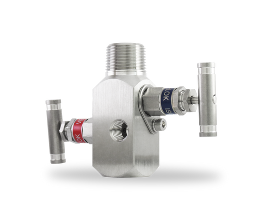 Manifold 2 vías de 3/4" Macho x 1/2 Hembra roscada NPT