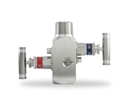 Manifold 2 vías de 3/4" Macho x 1/2 Hembra roscada NPT