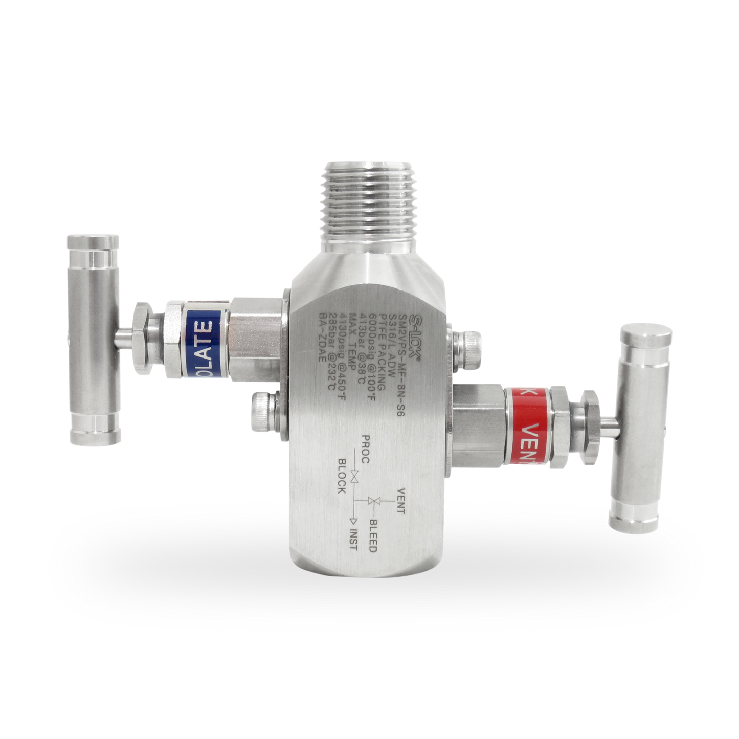 Manifold 2 vias de 1/2" Macho-Hembra roscada NPT