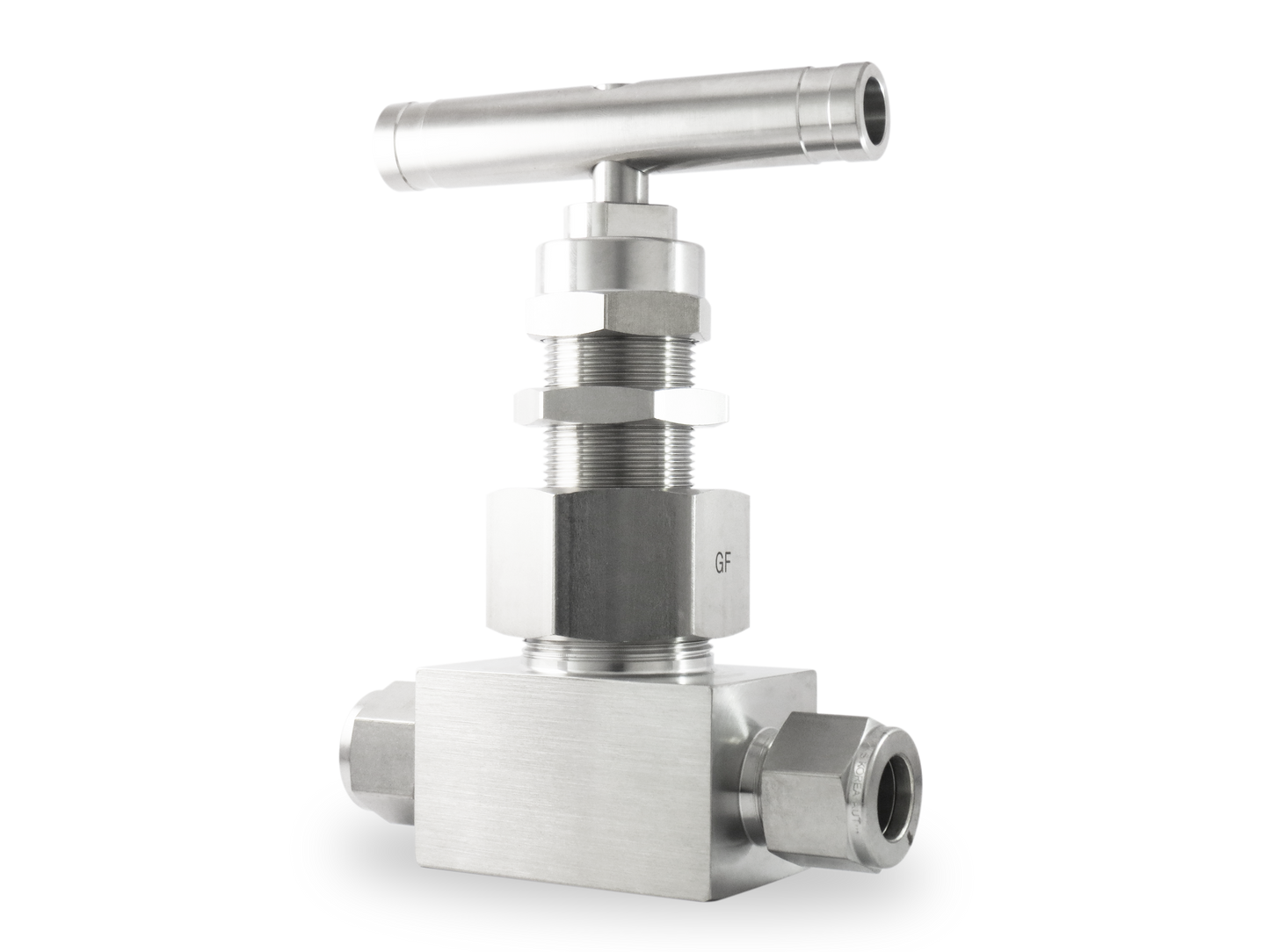 Válvula de Aguja A Inox S316 1/2" OD (6,000 PSI), Bonete Unión, Grafoil