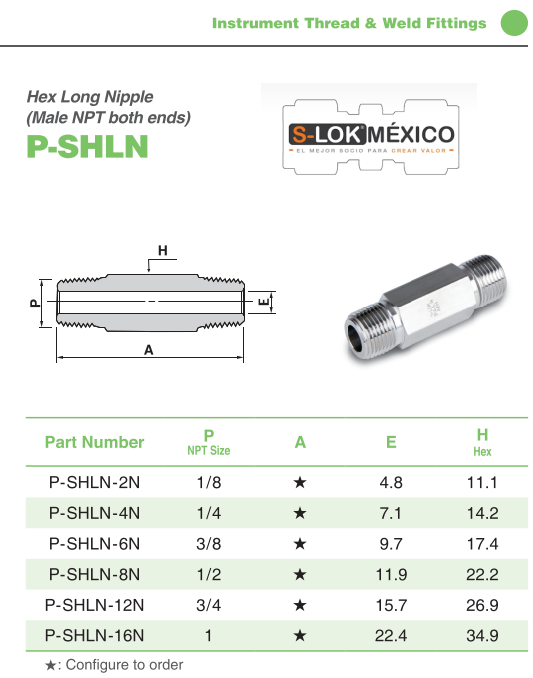 Niple Hexagonal 1/4 x 2L rosca NPT