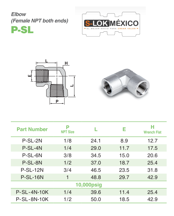 Codo Hembra 1/2" NPT Roscado